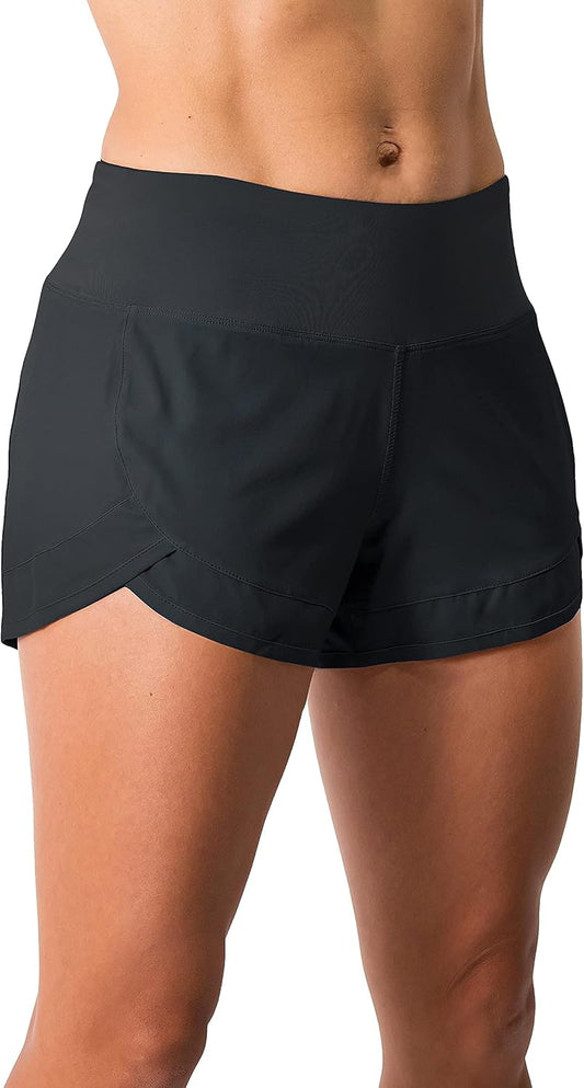 Apparel Womens Lightweight Running WOD Volleyball Shorts Workout Mesh Liner Zip Pocket